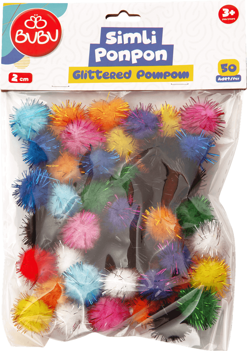 BU-BU PONPON SİMLİ 2CM 50'Lİ KARMA BUBU-PON005