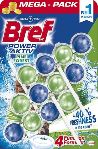 BREF KLOZET KOKUSU POWER AKTIV ÜÇLÜ 12 TOP ÇAM 150g