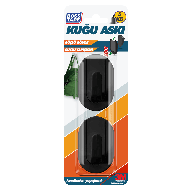 BOSS TAPE ASKI PLASTİK KENDİNDEN YAPIŞKANLI KUĞU 5 KG SİYAH 2 Lİ BLS. BT-11028