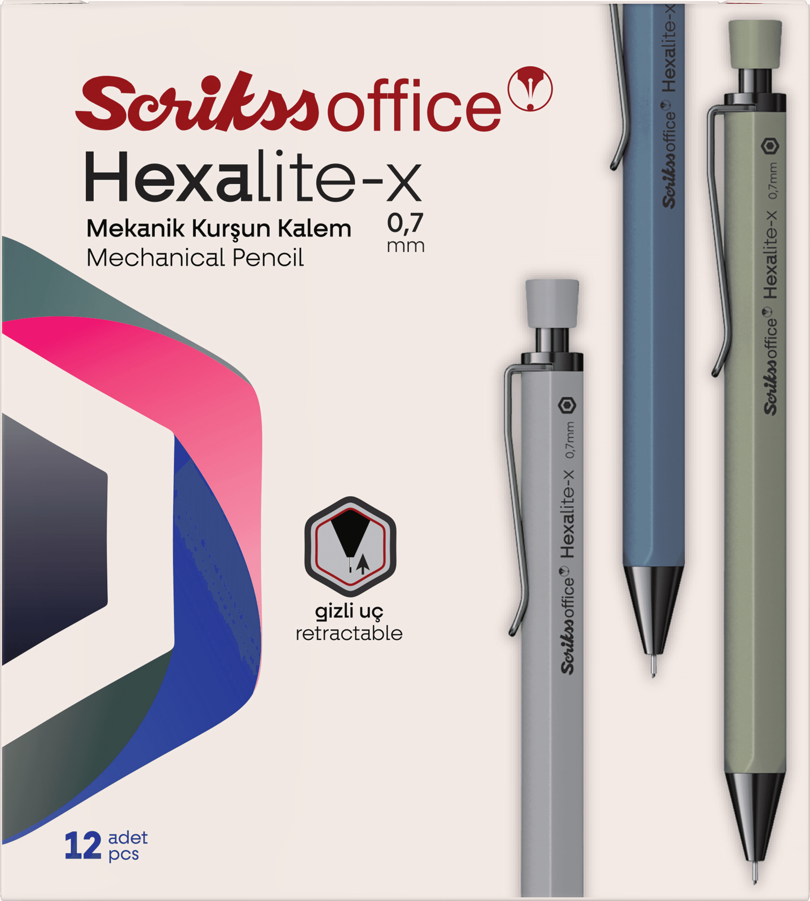 SCRIKSS OFFICE VERSATİL KALEM HEXALITE-X 0.7 KOYU MAVİ 12 Lİ KUTU