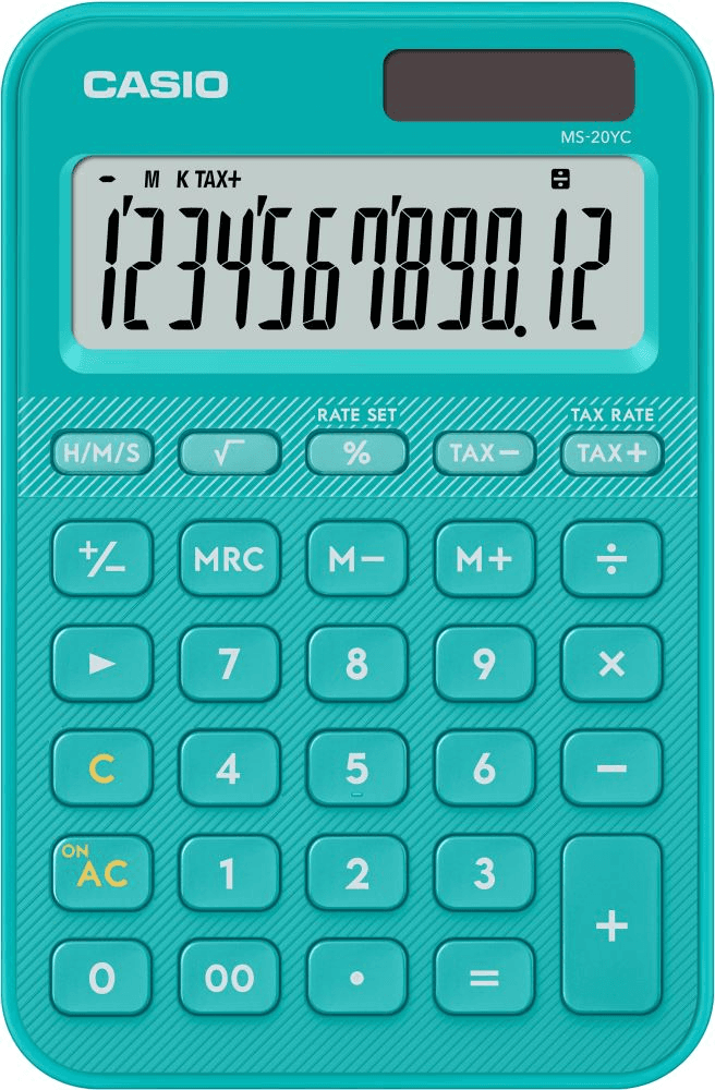 CASIO HESAP MAKİNESİ MASAÜSTÜ MS-20YC-TU-W-DP