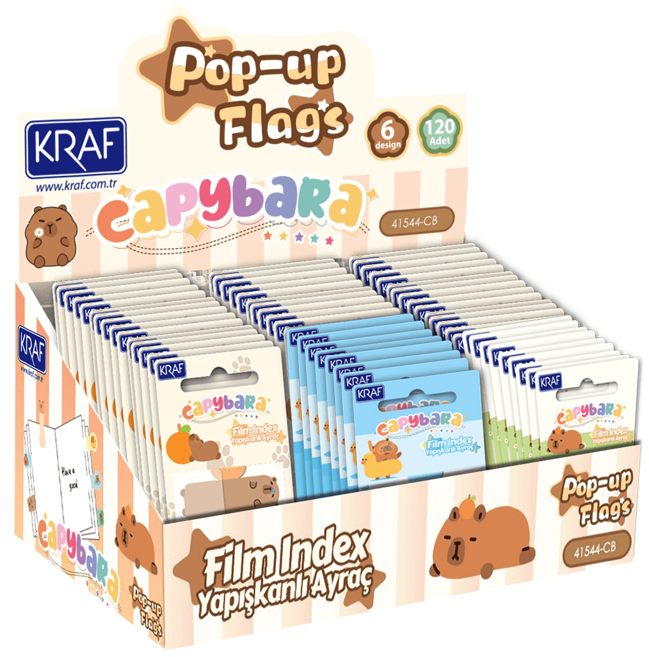 KRAF INDEX FILM (PP) 15x44MM POP-UP 4 LÜ x 20 YP DESENLİ CAPYBARA 41544CB