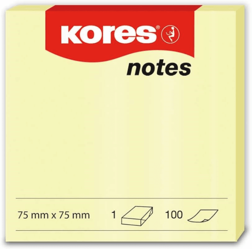 KORES YAPIŞKANLI  NOT KAĞIDI 75X75MM SARI 100 YP 46075