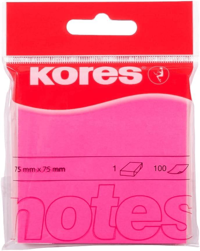 KORES YAPIŞKANLI NOT KAĞ 75X75MM NEON PEMBE 100YP 47075