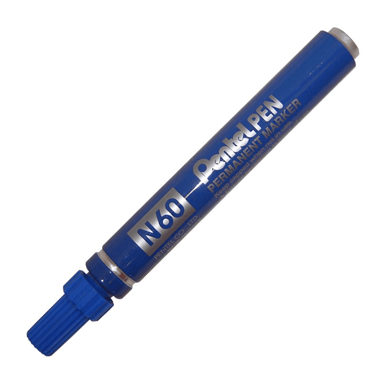 PENTEL PERMANENT MARKÖR N60 KESİK UÇ METAL GÖVDE MAVİ Y N60-C