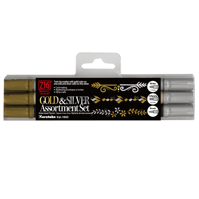 ZIG YAZI SETİ METALİK GOLD&amp;SILVER MS/3VGS 3LÜ