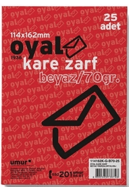 OYAL ZARF KARE 11.4x16.2  70 GR POŞETLİ BEYAZ GLORIA 25 Lİ 30005902
