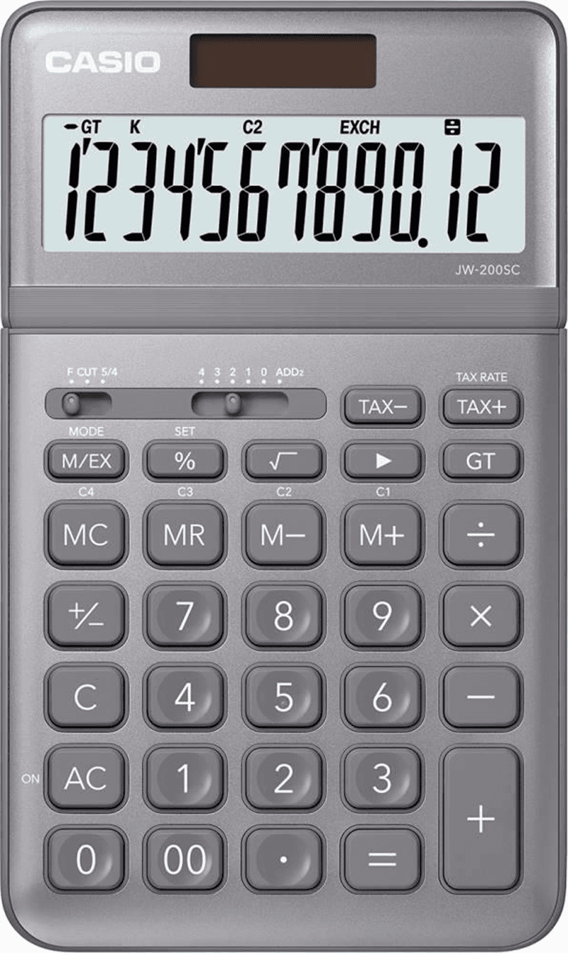 CASIO HESAP MAKİNESİ MASAÜSTÜ JW-200SC-GY GRİ