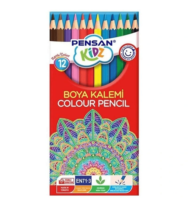 PENSAN KİDZ 12 RENK TAM BOY KURU BOYA PE56312TBKB (Best)