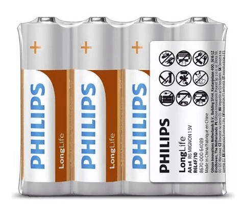 PHILIPS R6L4F/10 LONGLIFE ÇİNKO AA KALEM PİL 4 LÜ (Best)
