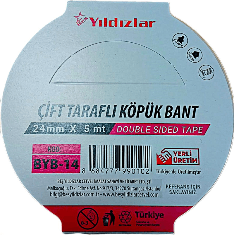 YILDIZLAR 24x5 ÇİFT TARAFLI KÖPÜK BANT BYB-14 (Best)
