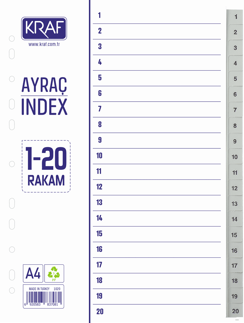 KRAF SEPERATÖR 1020 1-20 RAKAM