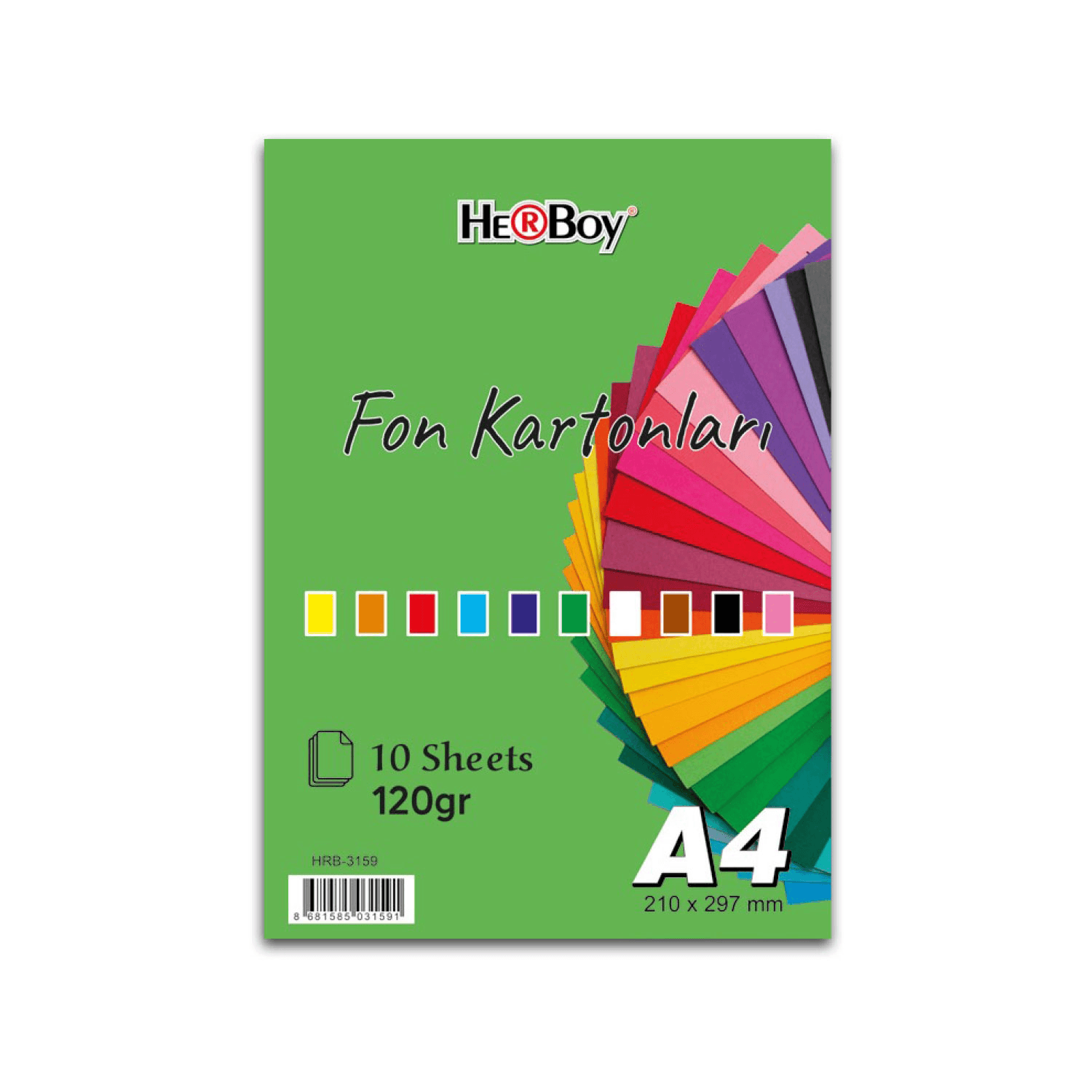 HERBOY FON KARTONU 120 GR A4 10 LU POŞET KARIŞIK HRB-3159