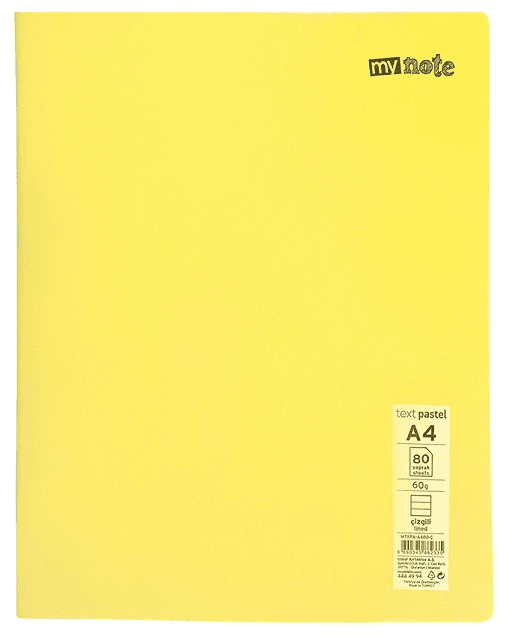 MYNOTE DEFTER TEXT PASTEL PP KAPAK DİKİŞLİ A4 80 YP ÇİZGİLİ MTXPA-A480-Ç