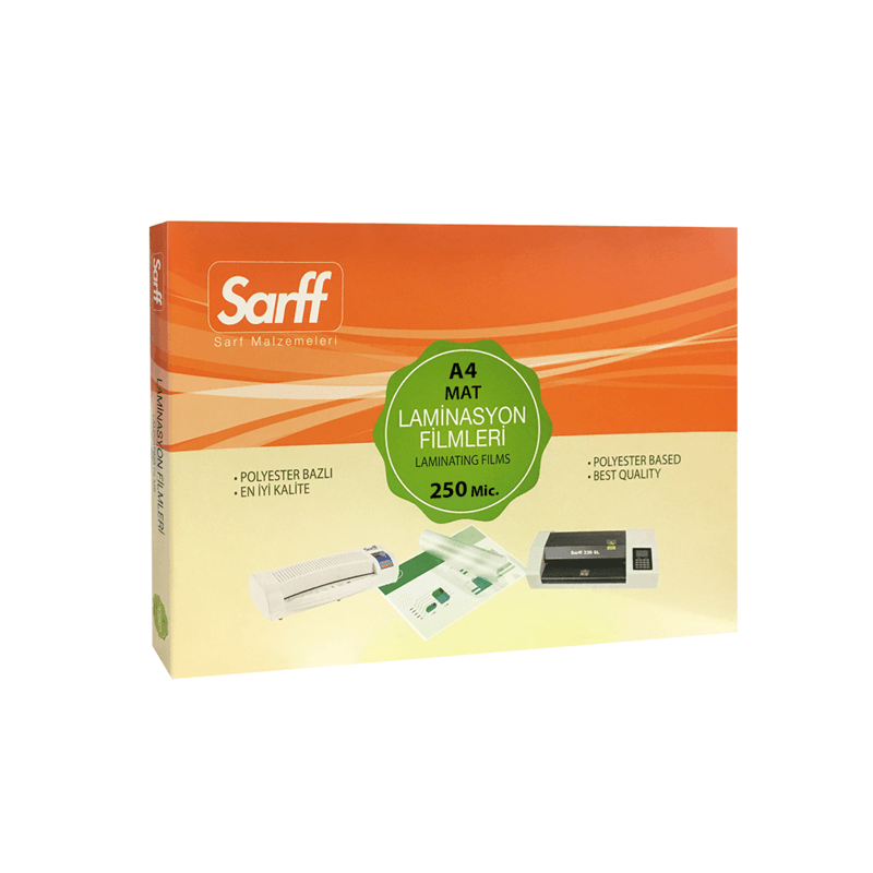 SARFF 250MIC MAT LAMİNASYON FİLMLERİ - A4(216X303MM) - 50ADET