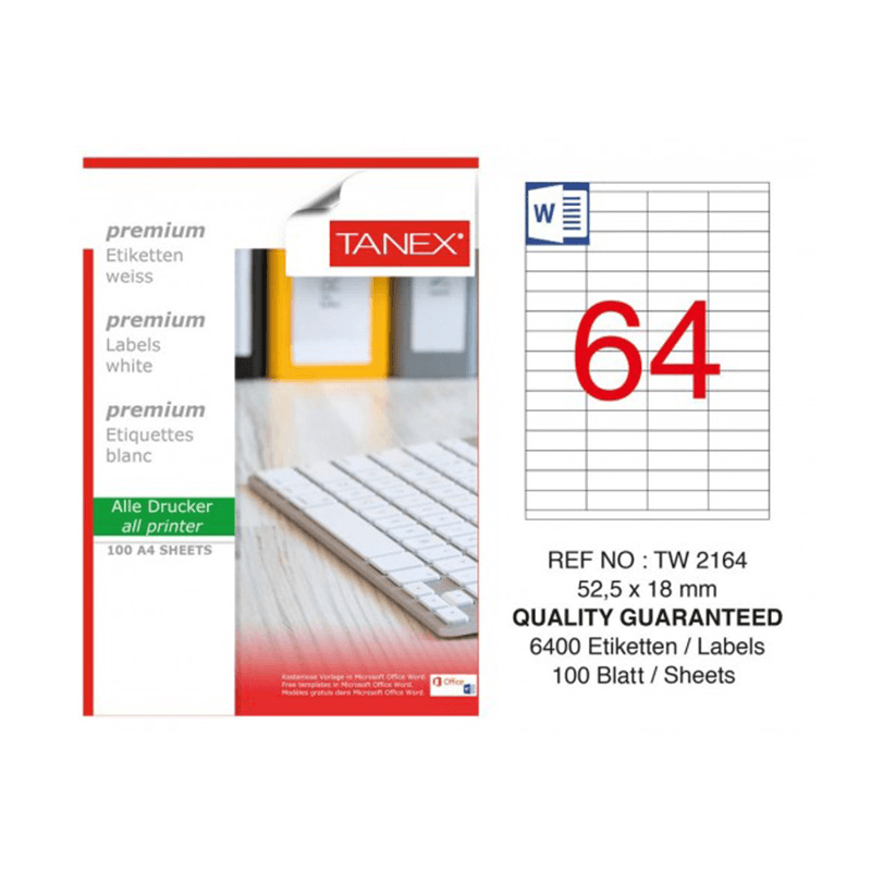 TANEX 52,5x18 LASER ETİKET TW-2164 (Best)