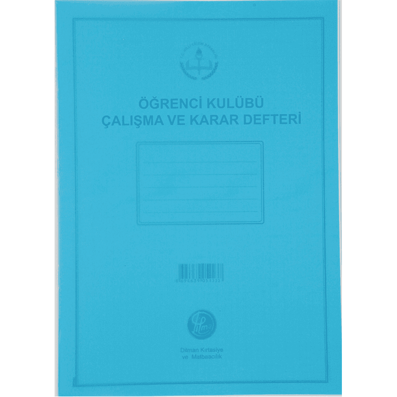 DİLMAN ÖĞRENCİ KULÜP ÇALIŞMA VE KARAR DEFTERİ PLS KAPAK