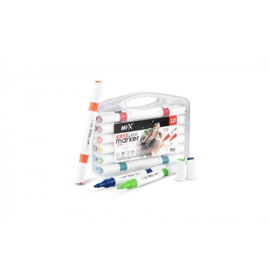 RICH ART-X AKRİLİK MARKER DUO ÇİFT UÇLU KALEM 12 Lİ SET KLM-18057 (Best)