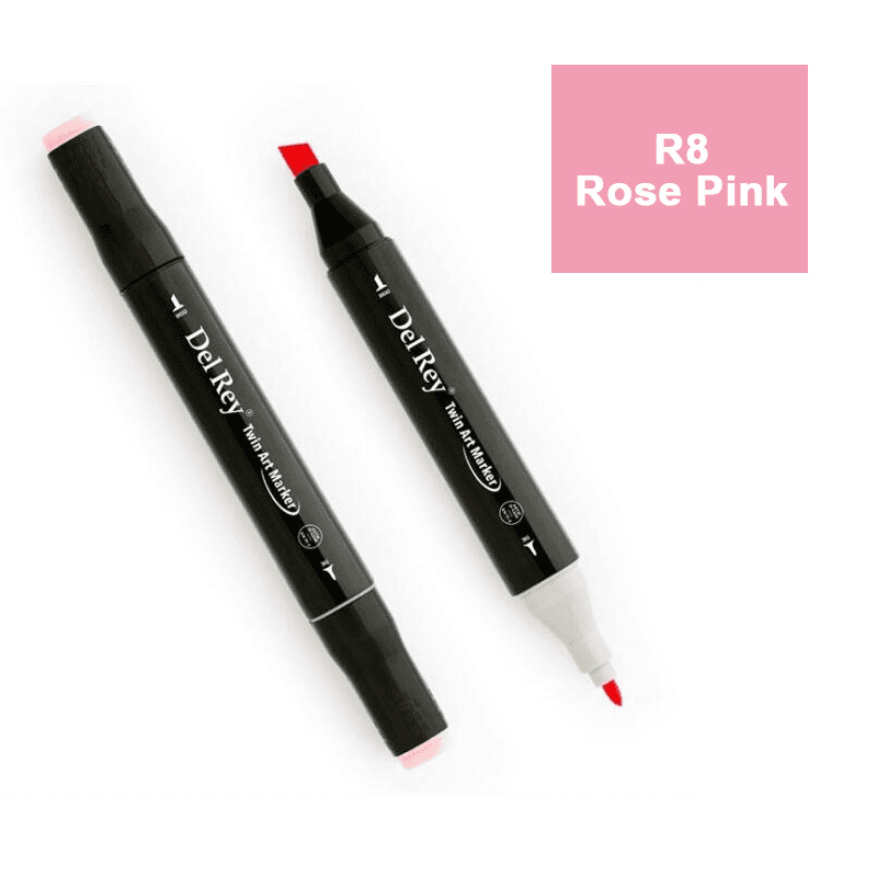 DEL REY TWIN MARKER R8 ROSE PİNK ÇİFT UÇLU GRAFİK KALEMİ MN-DR008 (Best)