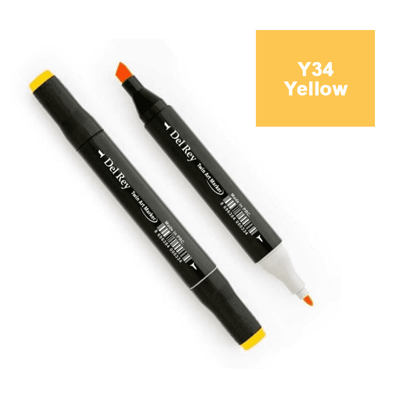 DEL REY TWIN MARKER Y34 YELLOW ÇİFT UÇLU GRAFİK KALEMİ MN-DR034 (Best)