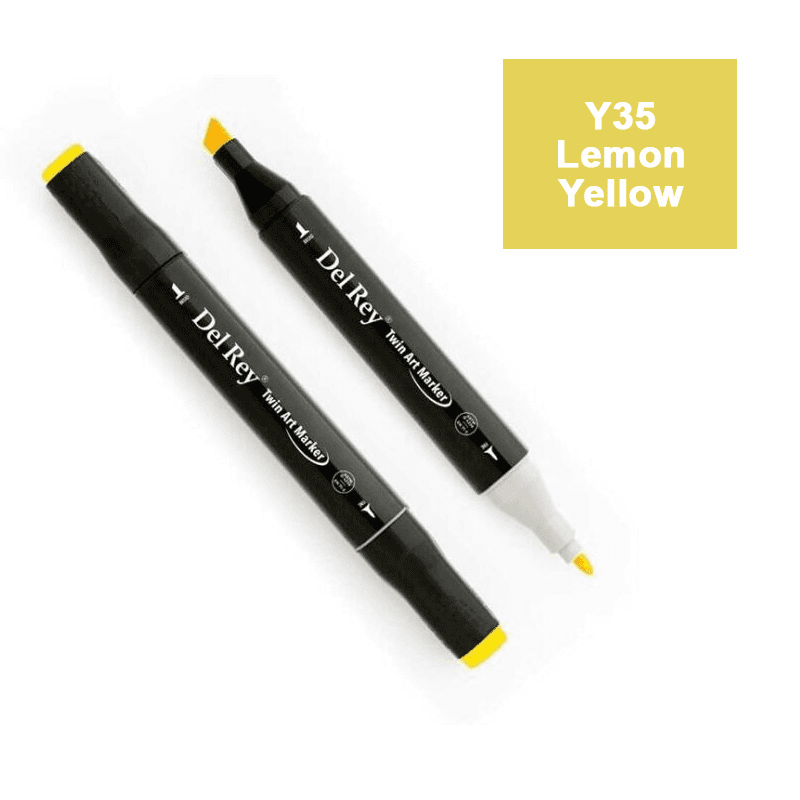 DEL REY TWIN MARKER Y35 LEMON YELLOW ÇİFT UÇLU GRAFİK KALEMİ MN-DR035 (Best)