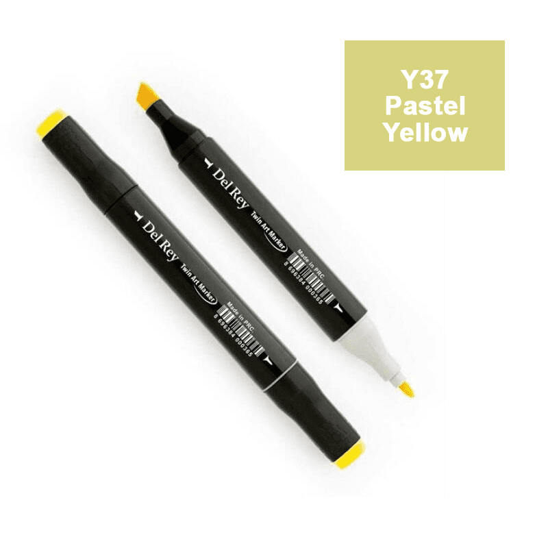 DEL REY TWIN MARKER Y37 PASTEL YELLOW ÇİFT UÇLU GRAFİK KALEMİ MN-DR037 (Best)