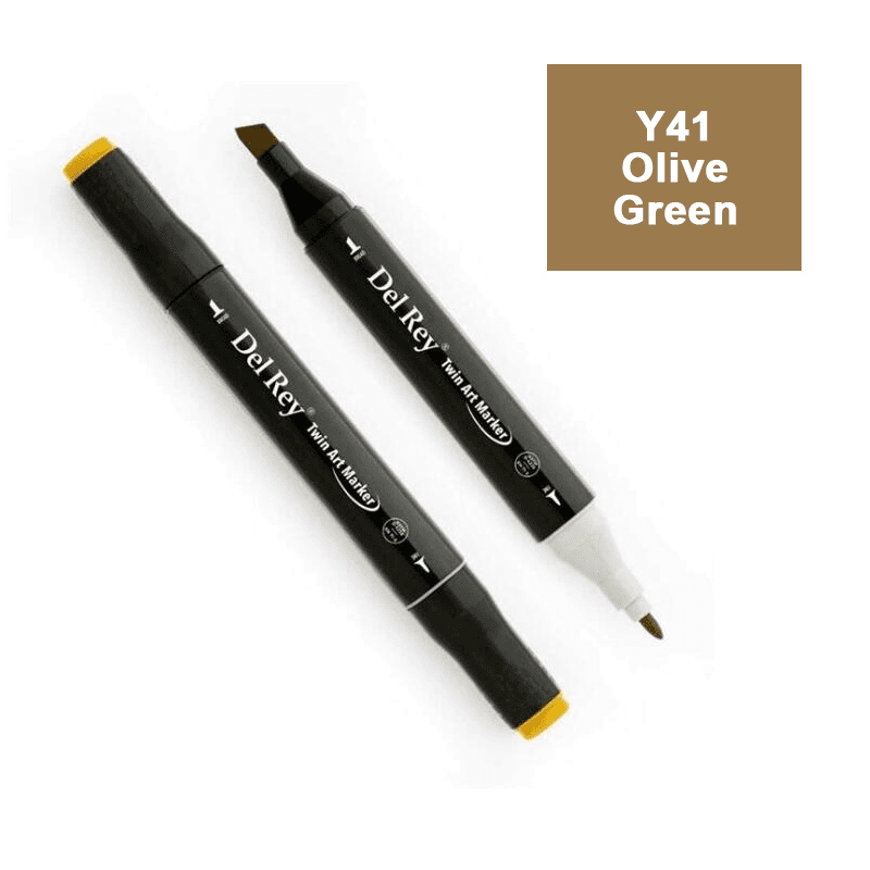 DEL REY TWIN MARKER Y41 OLİVE GREEN ÇİFT UÇLU GRAFİK KALEMİ MN-DR041 (Best)