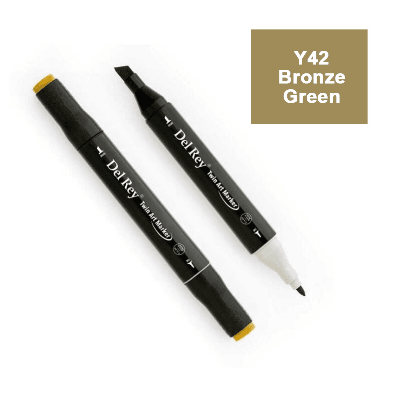 DEL REY TWIN MARKER Y42 BRONZE GREEN ÇİFT UÇLU GRAFİK KALEMİ MN-DR042 (Best)