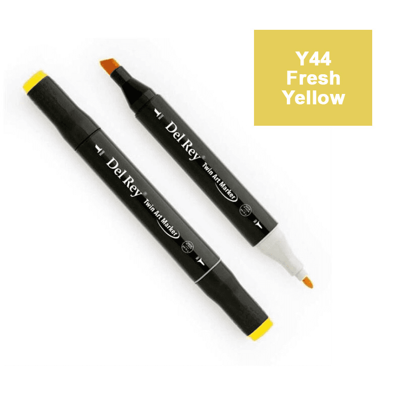 DEL REY TWIN MARKER Y44 FRESH YELLOW ÇİFT UÇLU GRAFİK KALEMİ MN-DR044 (Best)