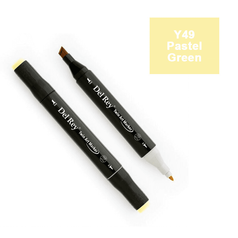 DEL REY TWIN MARKER Y49 PASTEL GREEN ÇİFT UÇLU GRAFİK KALEMİ MN-DR049 (Best)