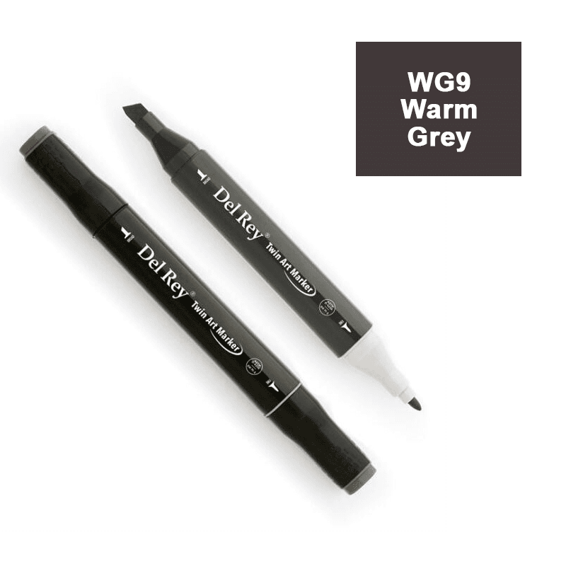 DEL REY TWIN MARKER WG9 WARM GREY ÇİFT UÇLU GRAFİK KALEMİ MN-DRWG9 (Best)