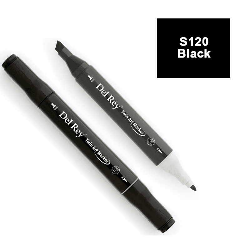 DEL REY TWIN MARKER S120 BLACK ÇİFT UÇLU GRAFİK KALEMİ MN-DRYS120 (Best)