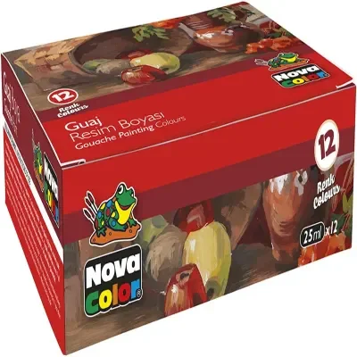 NOVA COLOR 12 RENK GUAJ BOYA ŞİŞE NC-461
