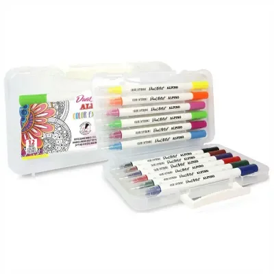 ALPINO AR-800186 ÇİFT YÖNLÜ FIRÇA UÇLU 12 RENK KEÇELİ KALEM