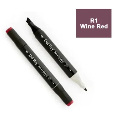 DEL REY TWIN MARKER R1 WINE RED ÇİFT UÇLU GRAFİK KALEMİ MN-DR001