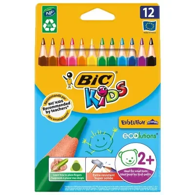 BİC EVOLUTION 12 RENK JUMBO ÜÇGEN KURU BOYA KALEMİ 82973511 (ÖZEL FİYAT)