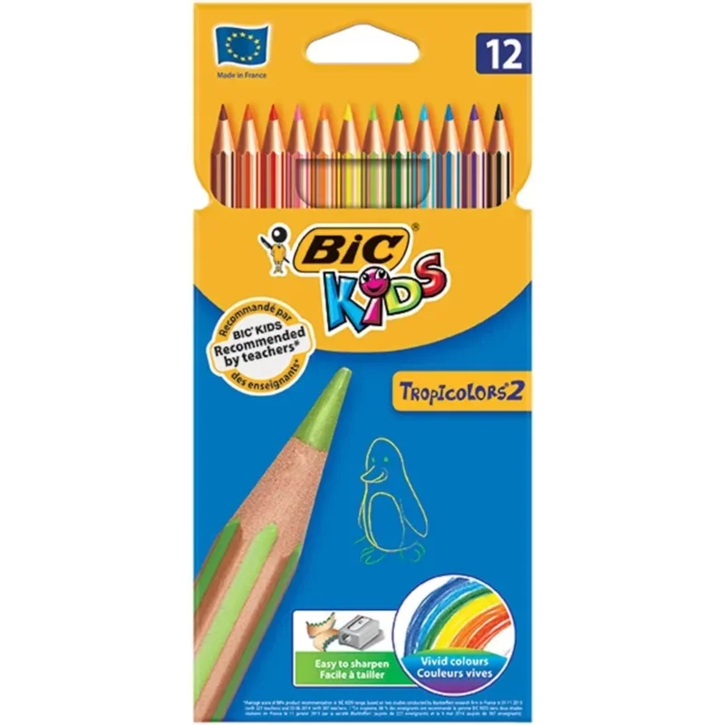 BİC TROPICOLORS 12 RENK KURU BOYA KALEMİ UZUN 83256611 (ÖZEL FİYAT)