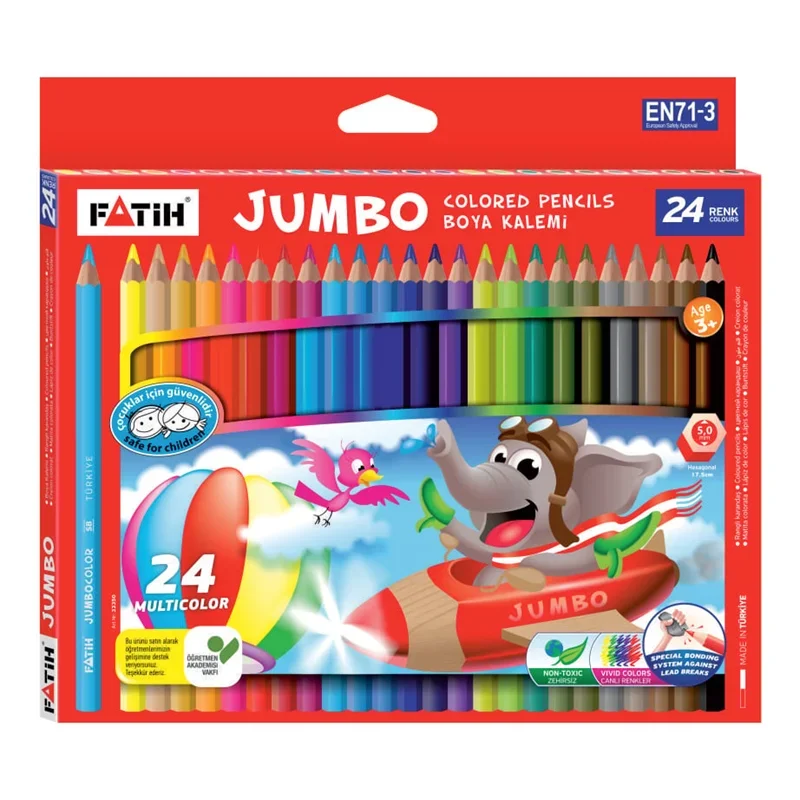 FATİH 24 RENK JUMBO TAM BOY KURU BOYA 33434