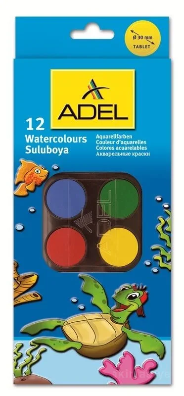 ADEL 12 RENK BÜYÜK BOY SULU BOYA 30mm.932001