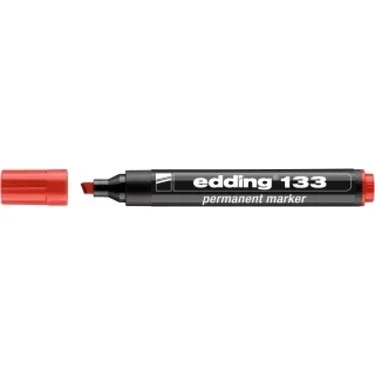 EDDİNG 133 KIRMIZI PERMANENT KALEM KESİK UÇ (Best)