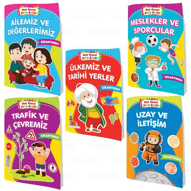 EMA ÇOCUK OKUL ÖNCESİ BOYA VE ÖĞREN KİTABI 1-5 (Best)