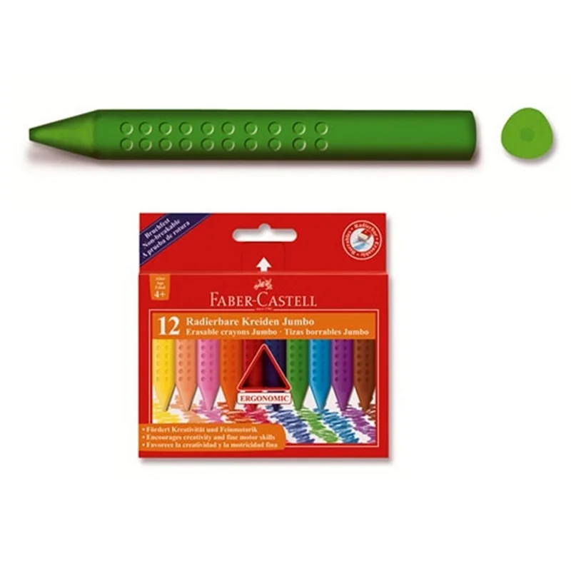 FABER 12 GRIP JUMBO WAX CRAYON BOYA 528112254 (Best)