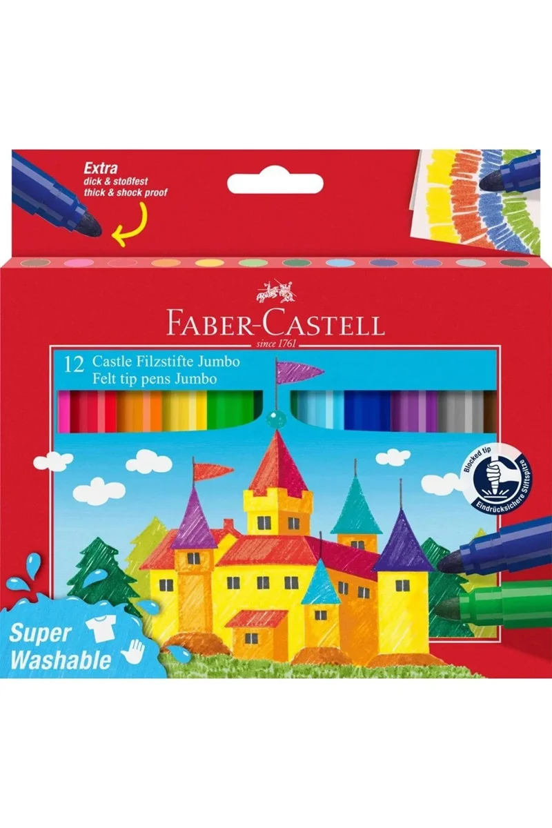 FABER JUMBO KEÇELİ KALEM 12 Lİ SUPERWASHABLE 154311 (Best)