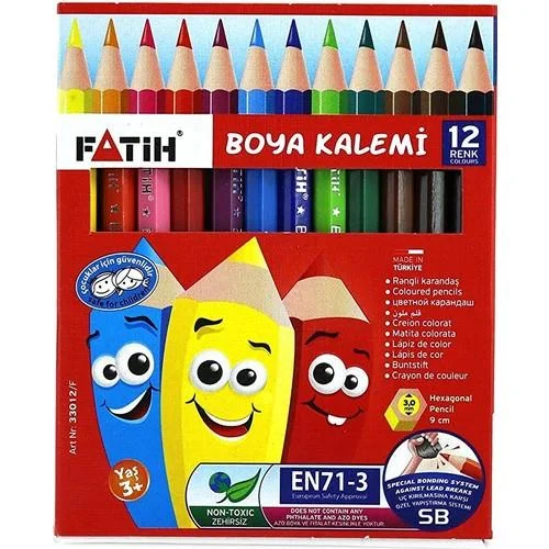FATİH 12 RENK 1/2 YARIM BOY KURU BOYA 33012 (Best)