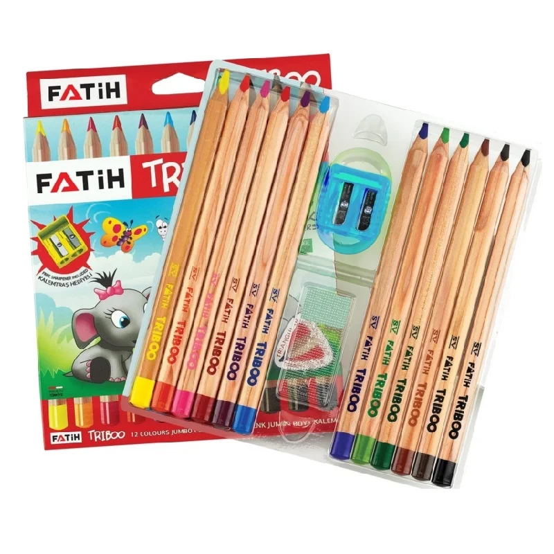 FATİH 12 RENK TRIBOO JUMBO KURU BOYA KALEMİ 33426 (Best)