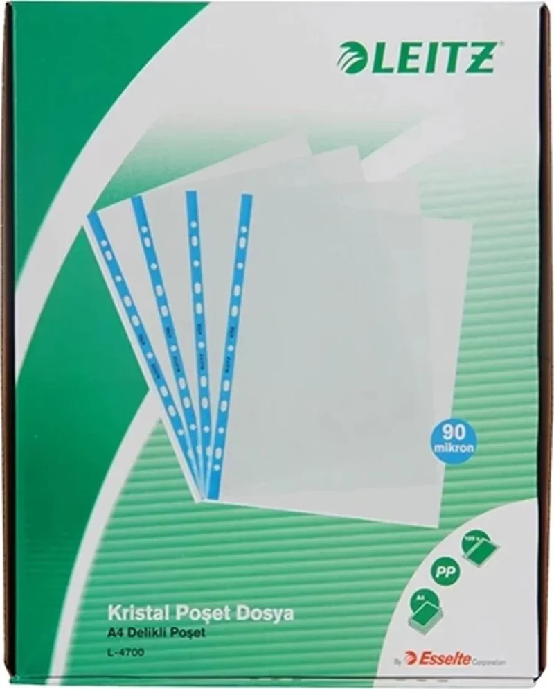 LEITZ L-4700T KRİSTAL POŞET DOSYA MAVİ 90 MİK. 100 LÜ (Best)