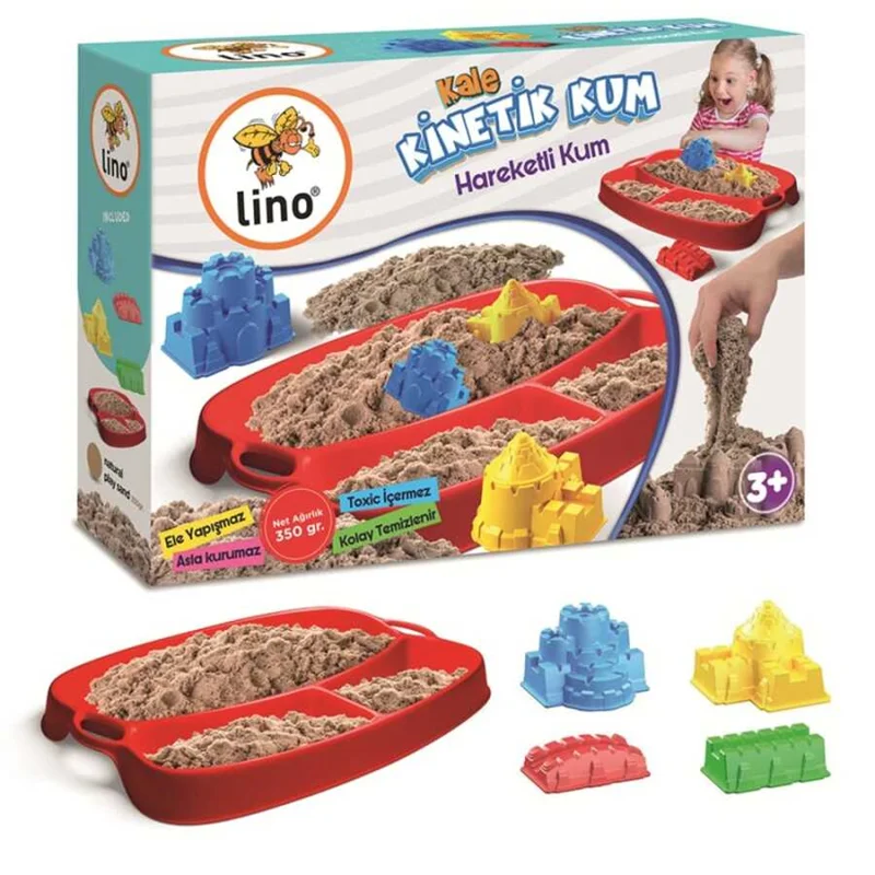 LINO KİNETİK KUM SETİ KALE TEMALI 350 GR KUM+KÜREK+4 KALIP LN-551 (Best)
