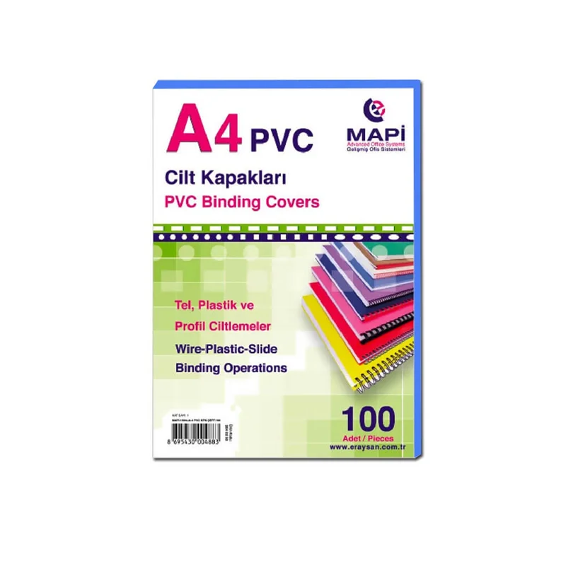 MAPİ A4 PVC CİLT KAPAĞI MAVİ 160mic. 2040204 (KAMPANYA) (Best)