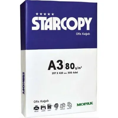 MOPAK A3 FOTOKOPİ KAĞIDI STARCOPY 500 LÜ 80 GR