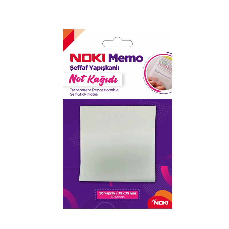 NOKİ MEMO 75x75 ŞEFFAF 50 YP YAPIŞKANLI NOT KAĞIDI POSTİT 12300 (Best)